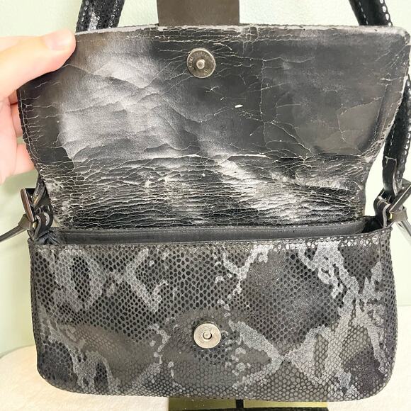 Sabina Black Python Leather and Velvet Shoulder Bag - Picture 4 of 8